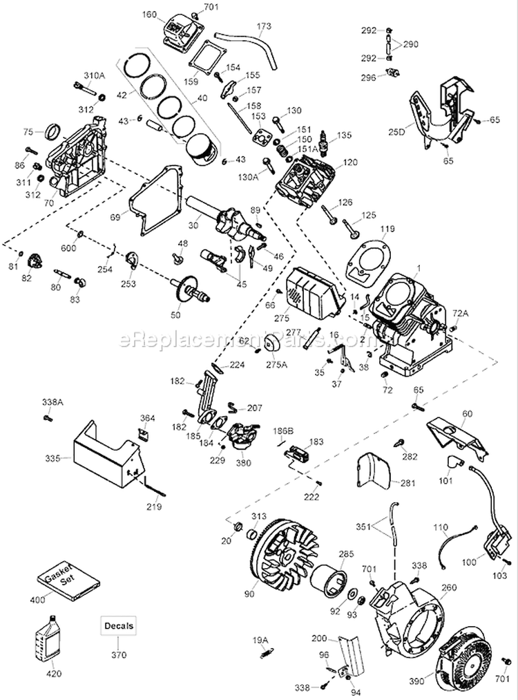 Engine Diagram and Parts List for 38575 280000001-280999999 - 2008 Toro Snow Blower