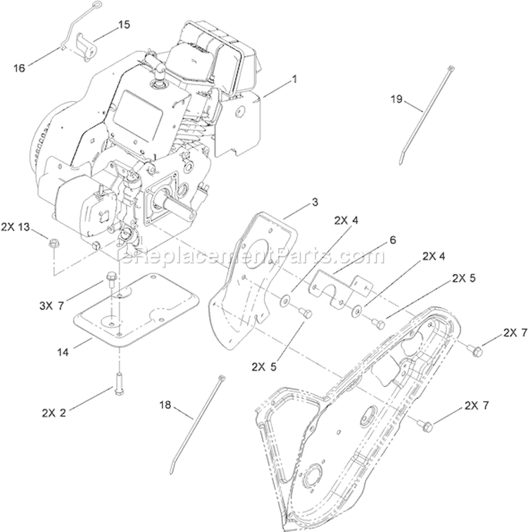 Engine Assembly Diagram and Parts List for 38578 310000001-310999999 - 2010 Toro Snow Blower