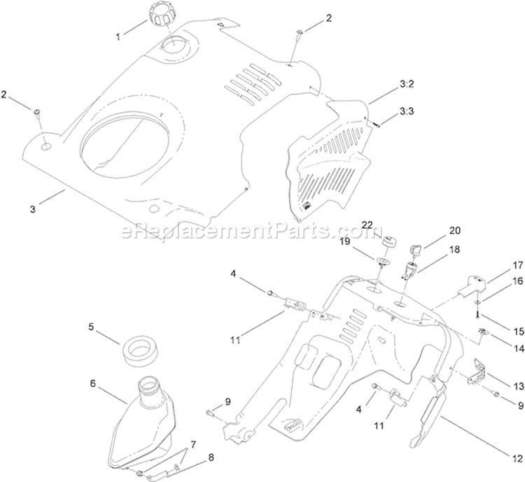 Shroud Assembly Diagram and Parts List for 38578 310000001-310999999 - 2010 Toro Snow Blower