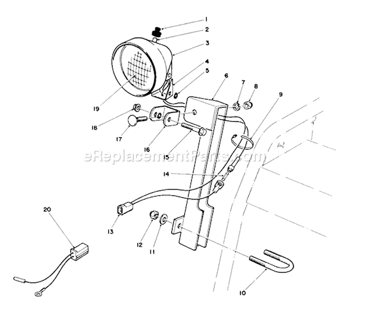 Light Kit Diagram and Parts List for 38566 1000001-1999999 - 1991 Toro Snow Blower