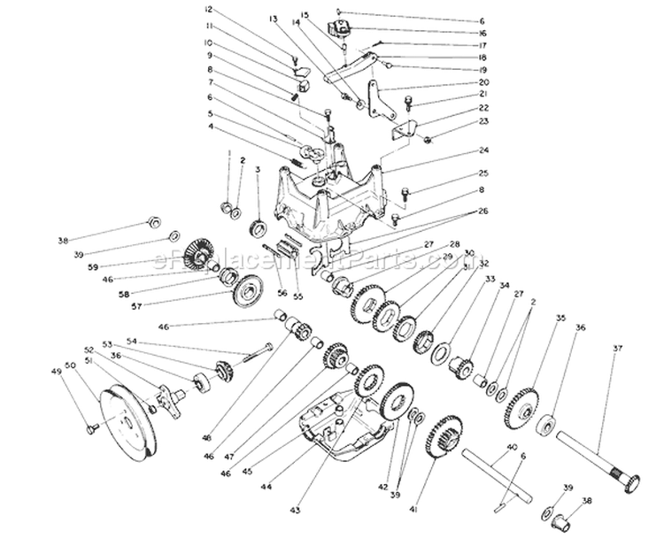 Transmission Diagram and Parts List for 38566 1000001-1999999 - 1991 Toro Snow Blower