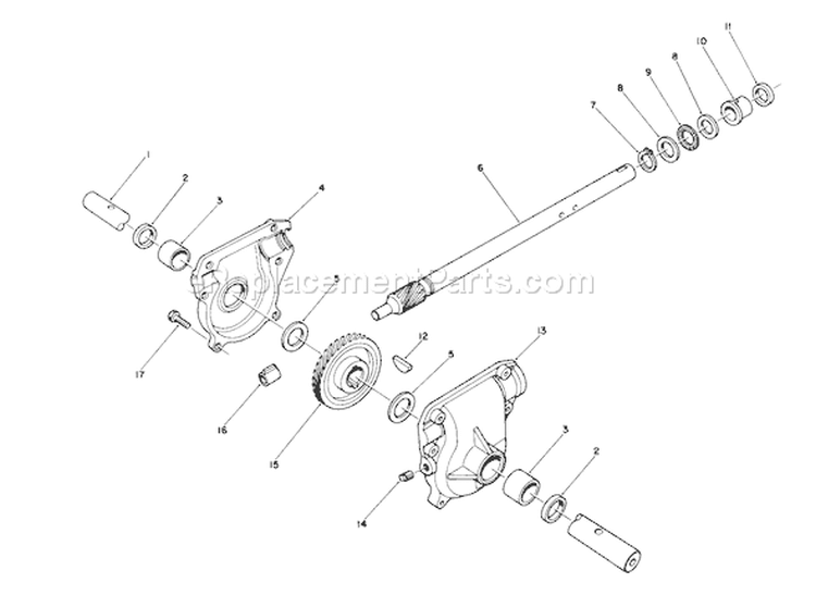 32 In. Auger Gearcase Diagram and Parts List for 38566 1000001-1999999 - 1991 Toro Snow Blower