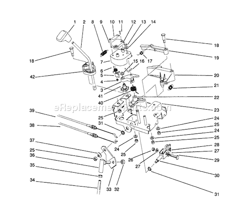 Traction Linkage Assembly Diagram and Parts List for 38580 2000001-2999999 - 1992 Toro Snow Blower