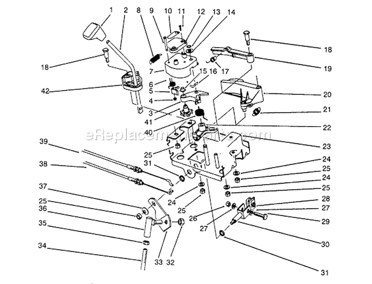 Traction Linkage Assembly Diagram and Parts List for 38566 3900001-3999999 - 1993 Toro Snow Blower