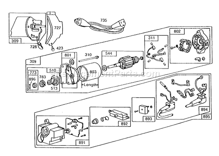 Electric Starter Diagram and Parts List for 38565 8000001-8999999 - 1988 Toro Snow Blower