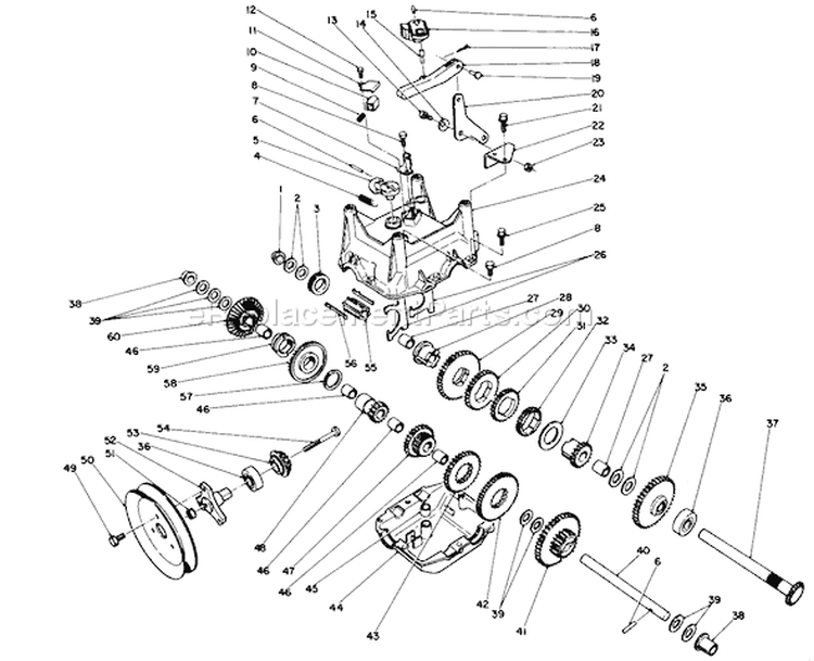 Transmission Diagram and Parts List for 38565 8000001-8999999 - 1988 Toro Snow Blower