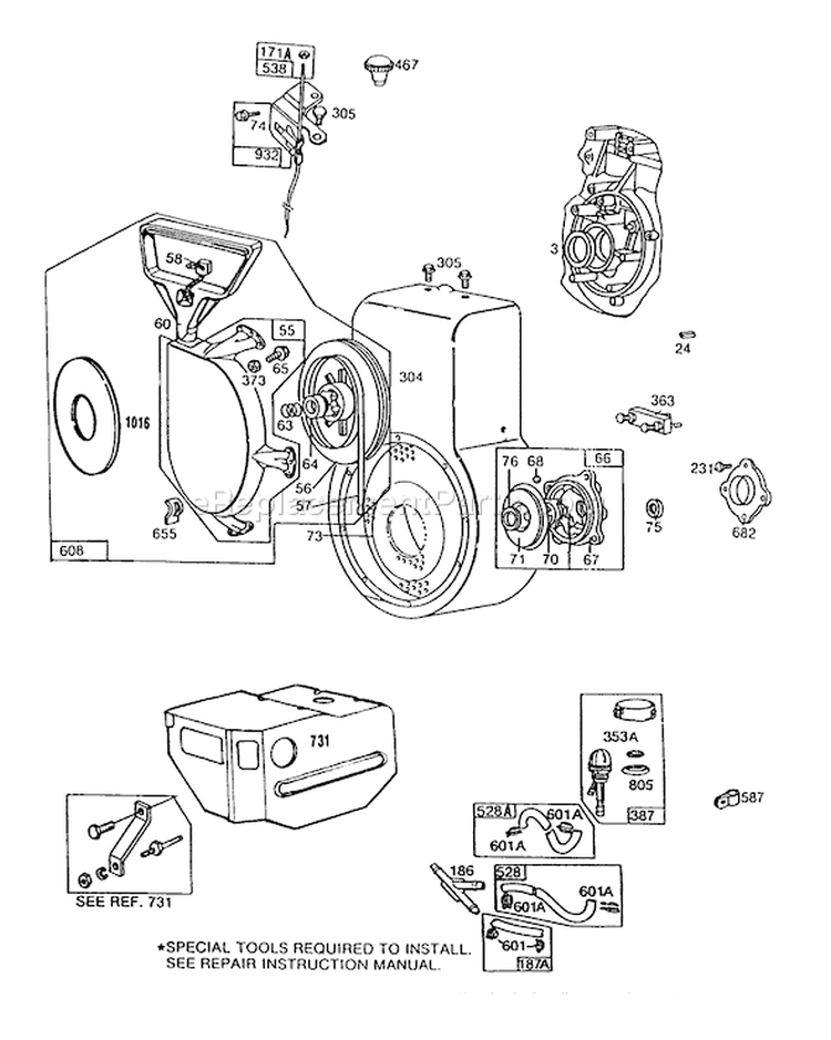Page E Diagram and Parts List for 38565 8000001-8999999 - 1988 Toro Snow Blower