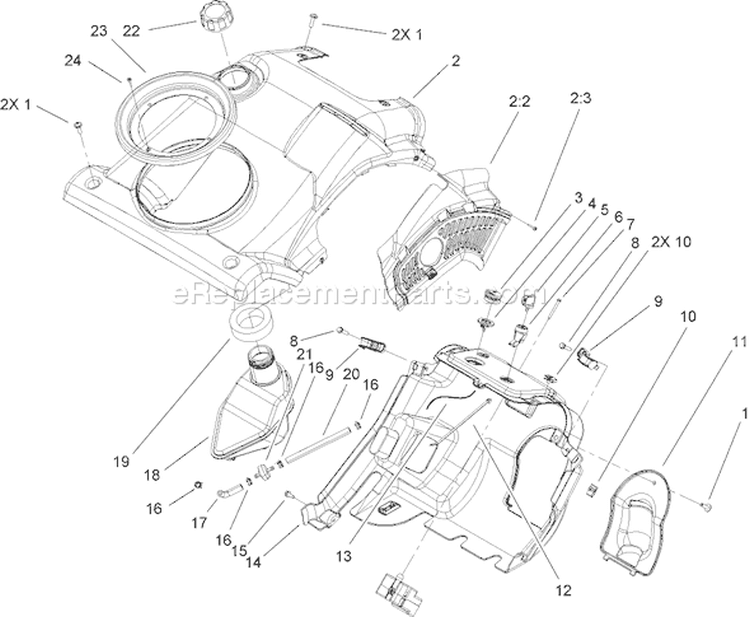 Shroud and Control Panel Assembly Diagram and Parts List for 38582 280000001-280999999 - 2008 Toro Snow Blower