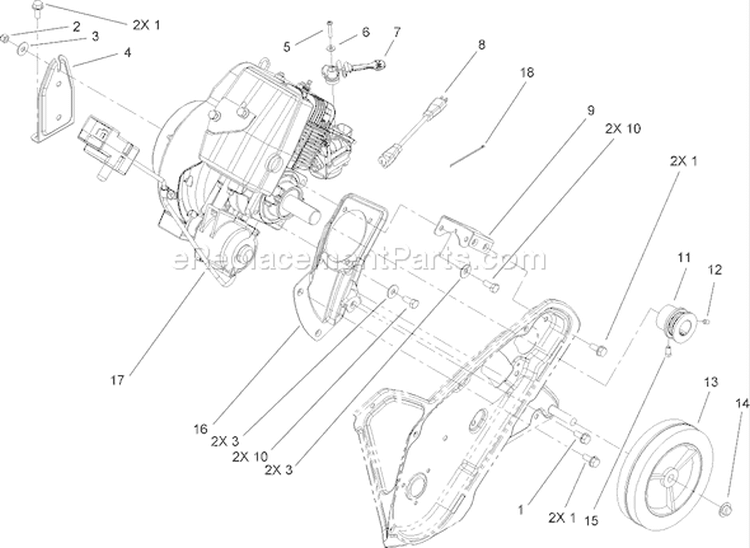 Engine, Frame and Wheel Assembly Diagram and Parts List for 38582 280000001-280999999 - 2008 Toro Snow Blower