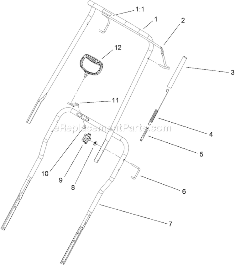 Handle Assembly Diagram and Parts List for 38582 280000001-280999999 - 2008 Toro Snow Blower