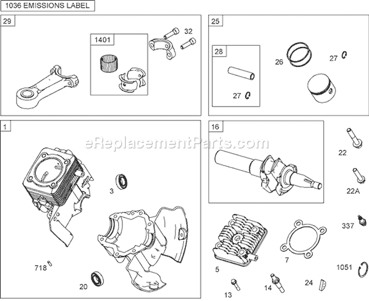 Cylinder, Piston, and Connecting Rod Diagram and Parts List for 38515 311000001-311999999 - 2011 Toro Snow Blower