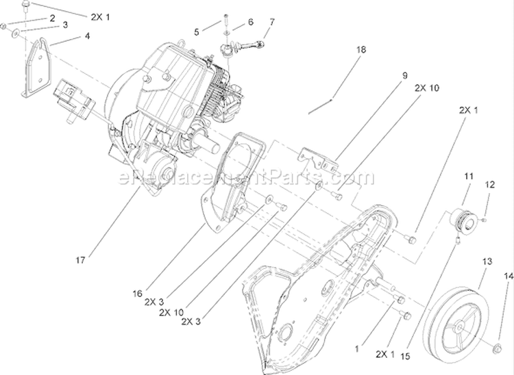 Engine, Frame and Wheel Assembly Diagram and Parts List for 38581 280000001-280999999 - 2008 Toro Snow Blower