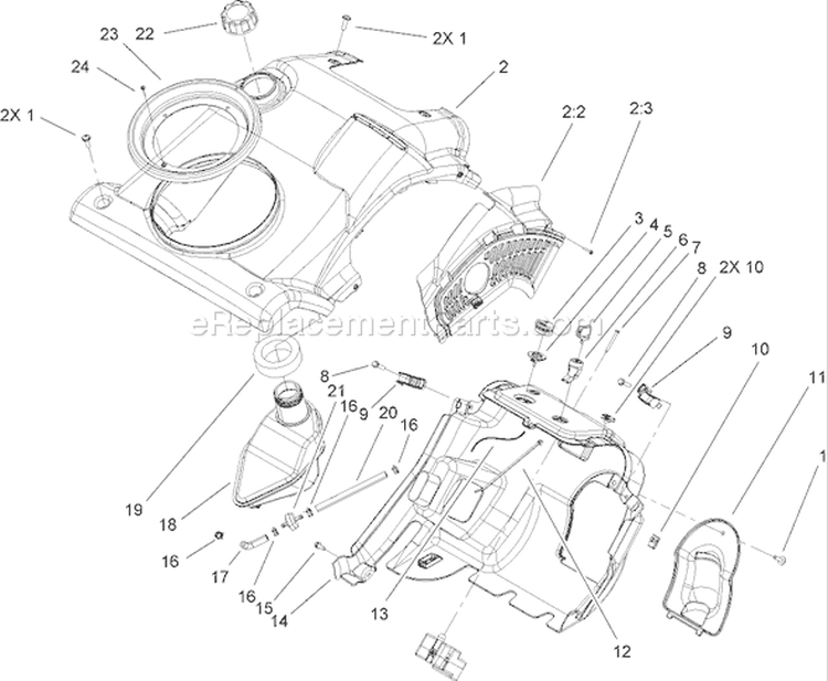 Shroud and Control Panel Assembly Diagram and Parts List for 38584 290000001-290999999 - 2009 Toro Snow Blower