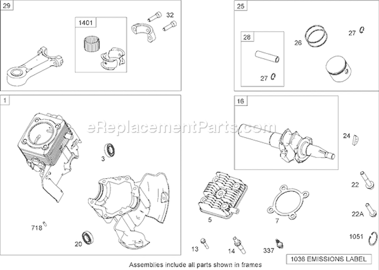 Cylinder, Piston and Connecting Rod Assembly Diagram and Parts List for 38582 280000001-280999999 - 2008 Toro Snow Blower