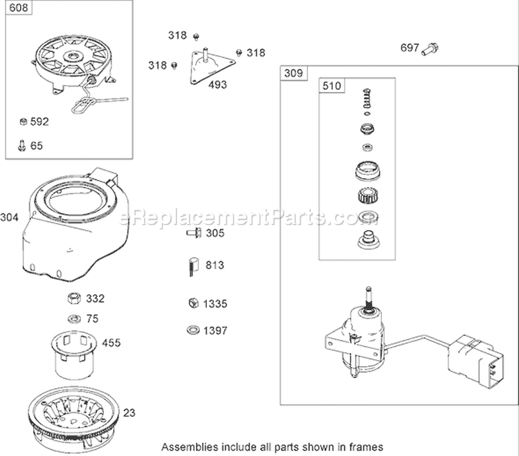Flywheel, Blower Housing and Starter Assembly Diagram and Parts List for 38582 280000001-280999999 - 2008 Toro Snow Blower