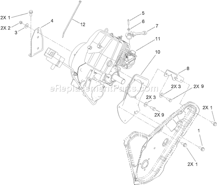 Engine Assembly Diagram and Parts List for 38584 310000001-310999999 - 2010 Toro Snow Blower