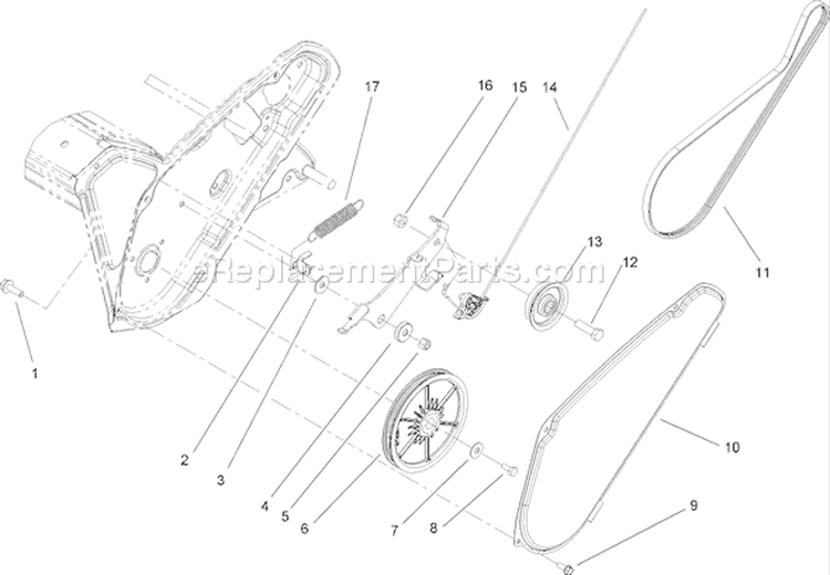 Rotor Drive Assembly Diagram and Parts List for 38585 280000001-280999999 - 2008 Toro Snow Blower