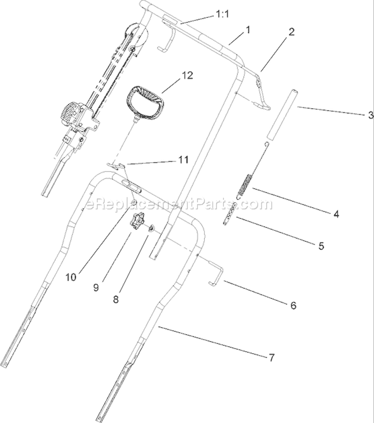 Handle Assembly Diagram and Parts List for 38583 290000001-290999999 - 2009 Toro Snow Blower