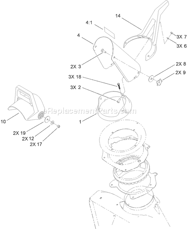 Page B Diagram and Parts List for 38587 310000001-310999999 - 2010 Toro Snow Blower