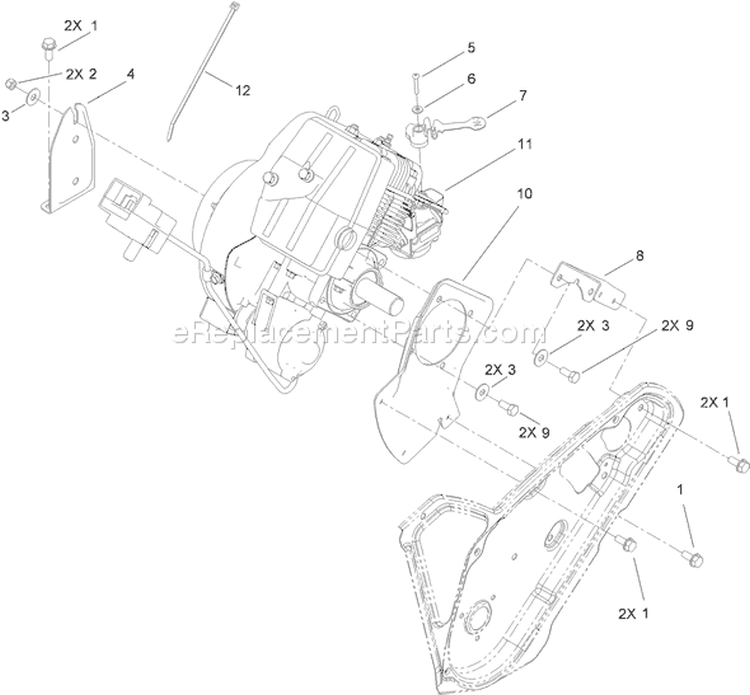 Engine Assembly Diagram and Parts List for 38587 310000001-310999999 - 2010 Toro Snow Blower
