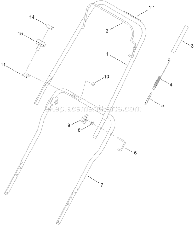 Handle Assembly Diagram and Parts List for 38587 310000001-310999999 - 2010 Toro Snow Blower