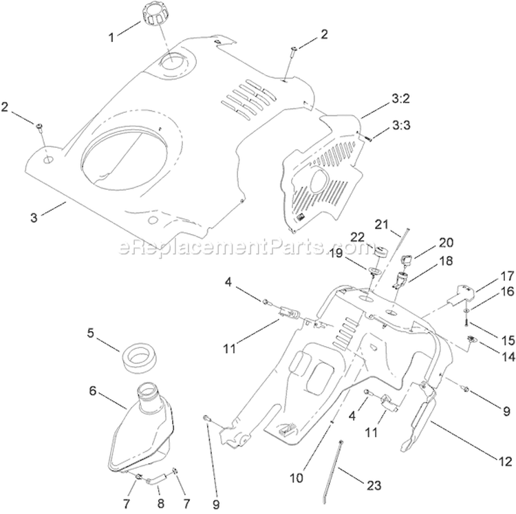 Shroud Assembly Diagram and Parts List for 38589 311000001-311999999 - 2011 Toro Snow Blower