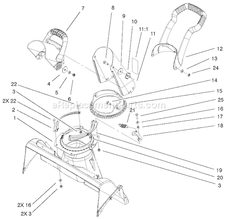 Page A Diagram and Parts List for 38600 210000001-210999999 - 2001 Toro Snow Blower