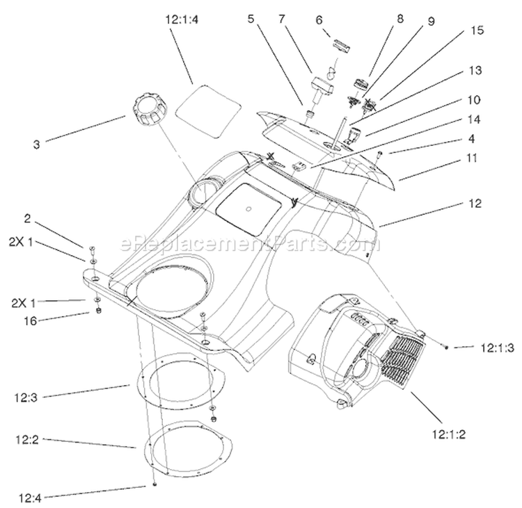 Page O Diagram and Parts List for 38600 210000001-210999999 - 2001 Toro Snow Blower