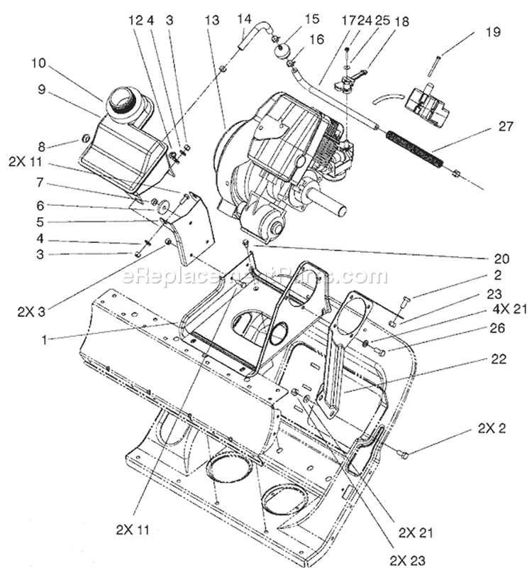 Page D Diagram and Parts List for 38600 210000001-210999999 - 2001 Toro Snow Blower