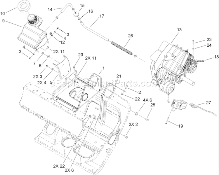 Page D Diagram and Parts List for 38602 260010001-260999999 - 2006 Toro Snow Blower