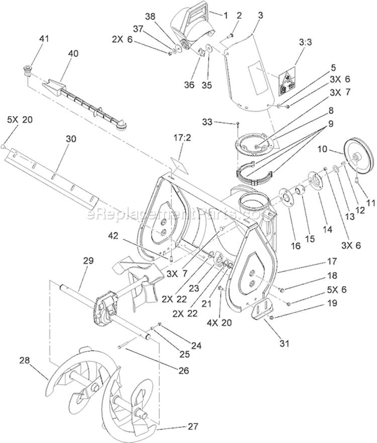 Page B Diagram and Parts List for 38608 311000001-311999999 - 2011 Toro Snow Blower