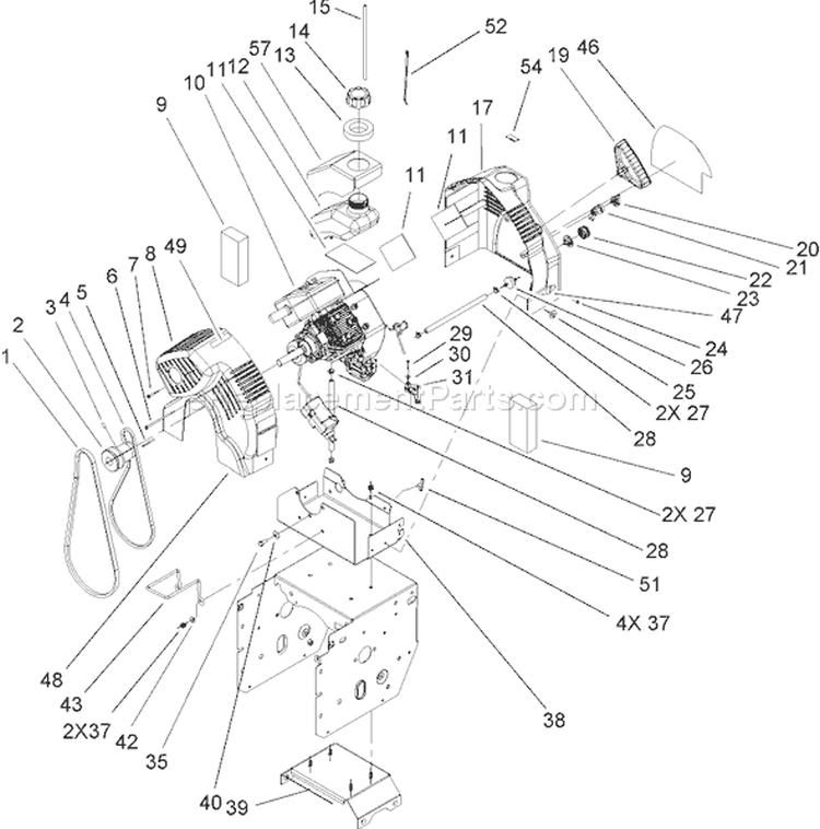 Page A Diagram and Parts List for 38610 250000001-250010000 - 2005 Toro Snow Blower