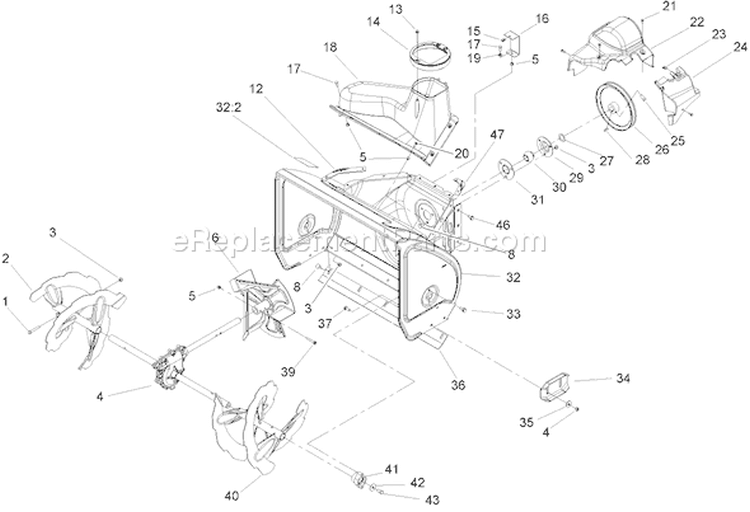 Page B Diagram and Parts List for 38610 250010001-250999999 - 2005 Toro Snow Blower