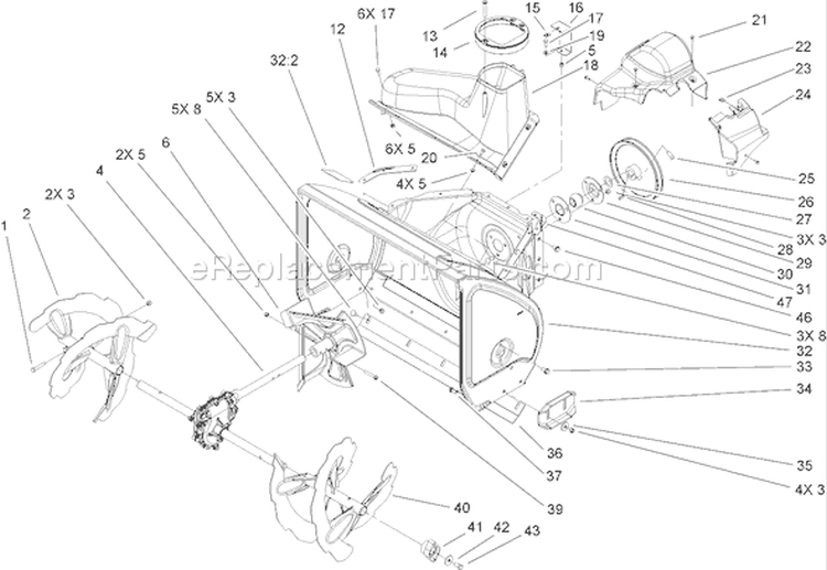 Page B Diagram and Parts List for 38610 260000001-260010000 - 2006 Toro Snow Blower