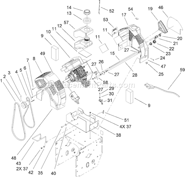 Page F Diagram and Parts List for 38610 270000001-270999999 - 2007 Toro Snow Blower