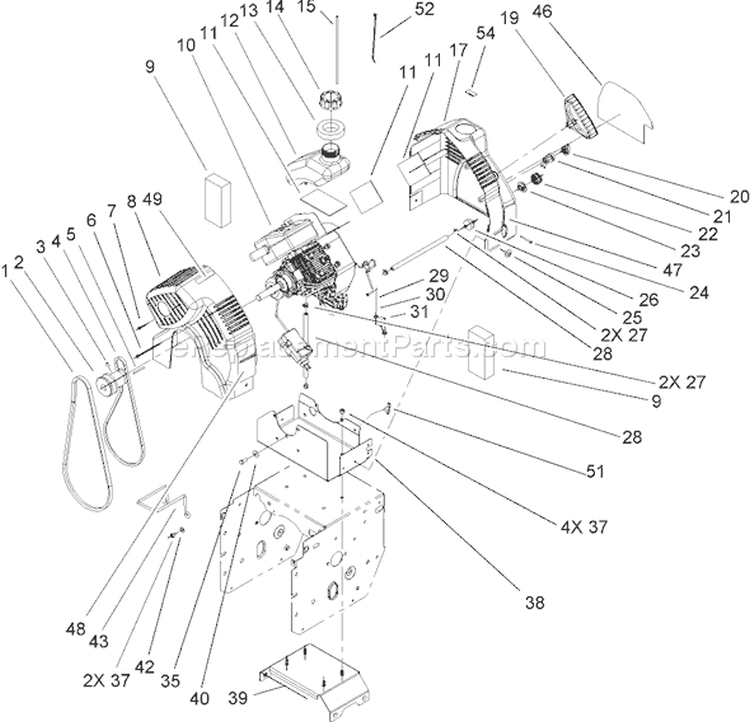 Page A Diagram and Parts List for 38611 250000001-250999999 - 2005 Toro Snow Blower