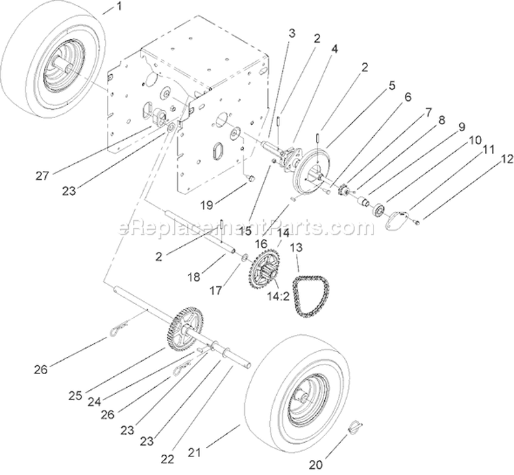 Page D Diagram and Parts List for 38611 250000001-250999999 - 2005 Toro Snow Blower