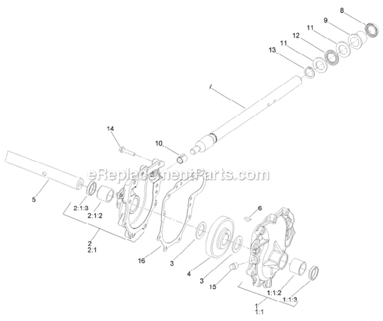 26 Inch Auger Gearcase Diagram and Parts List for 38614 312011920-312999999 - 2012 Toro Snow Blower