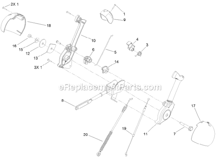 Chute Control Lever Diagram and Parts List for 38614 312011920-312999999 - 2012 Toro Snow Blower