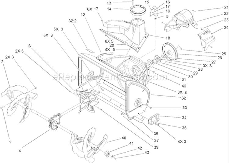 Page B Diagram and Parts List for 38620 240000001-240999999 - 2004 Toro Snow Blower