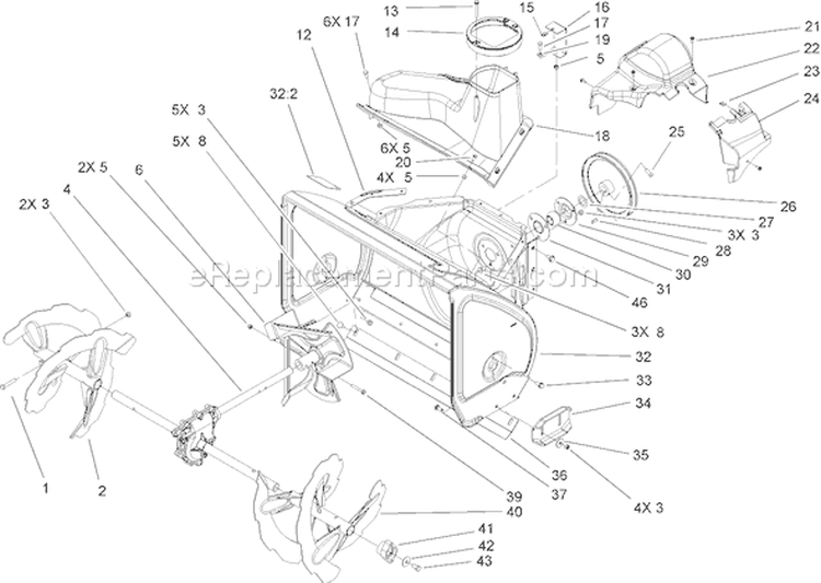 Page B Diagram and Parts List for 38621 240000001-240999999 - 2004 Toro Snow Blower