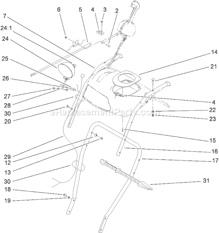 Page N Diagram and Parts List for 38624 290000001-290999999 - 2009 Toro Snow Blower