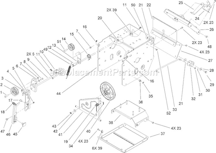 Frame Assembly Diagram and Parts List for 38629 310000001-310999999 - 2010 Toro Snow Blower