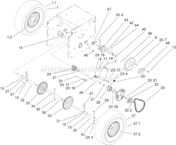 Wheel Clutch Assembly Diagram and Parts List for 38630 260000001-260999999 - 2006 Toro Snow Blower