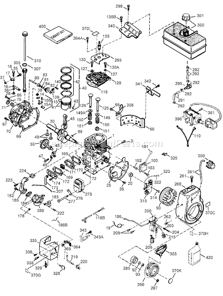 Engine Assembly No. 1 Diagram and Parts List for 38630 260000001-260999999 - 2006 Toro Snow Blower