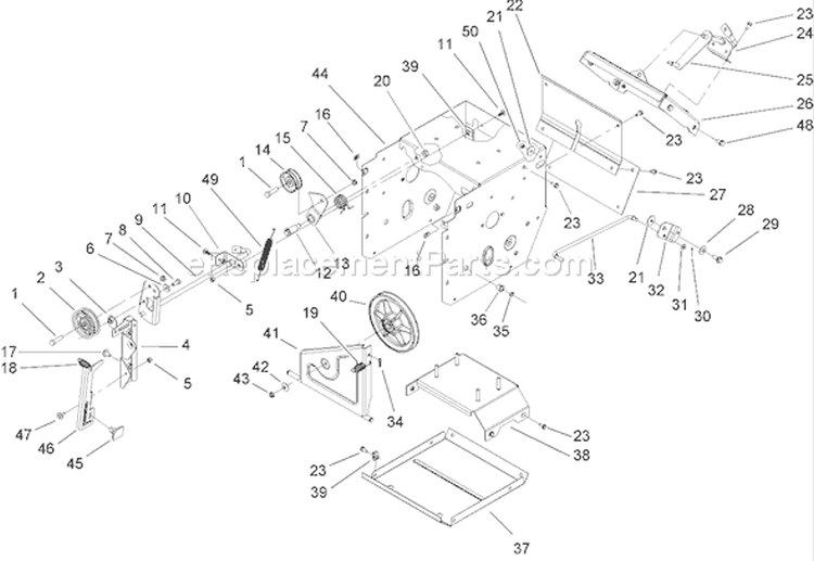 Frame Assembly Diagram and Parts List for 38630 250010001-250999999 - 2005 Toro Snow Blower