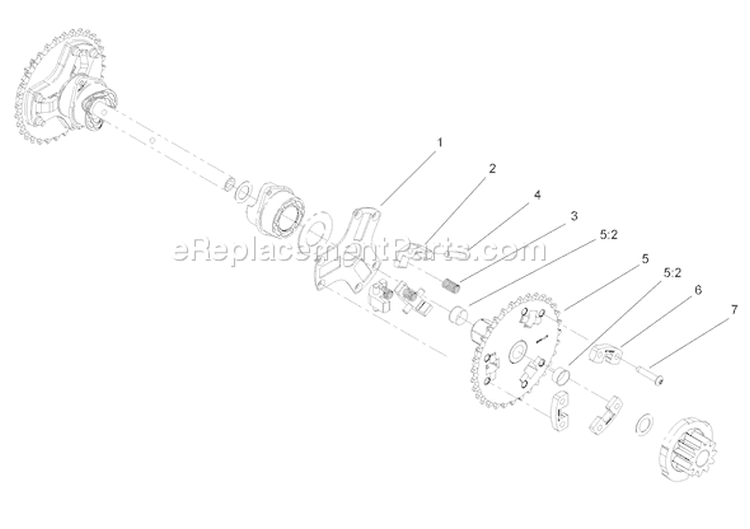 Wheel Clutch Sprocket Assembly Diagram and Parts List for 38630 250010001-250999999 - 2005 Toro Snow Blower