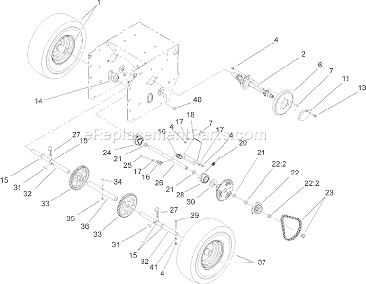 Chain Drive Assembly Diagram and Parts List for 38630 250010001-250999999 - 2005 Toro Snow Blower