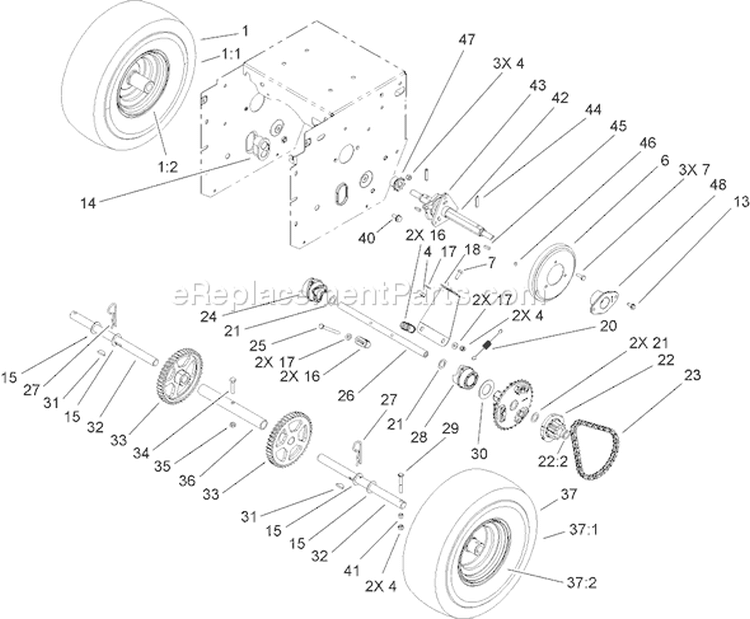 Wheel Clutch Assembly Diagram and Parts List for 38631 260000001-260999999 - 2006 Toro Snow Blower