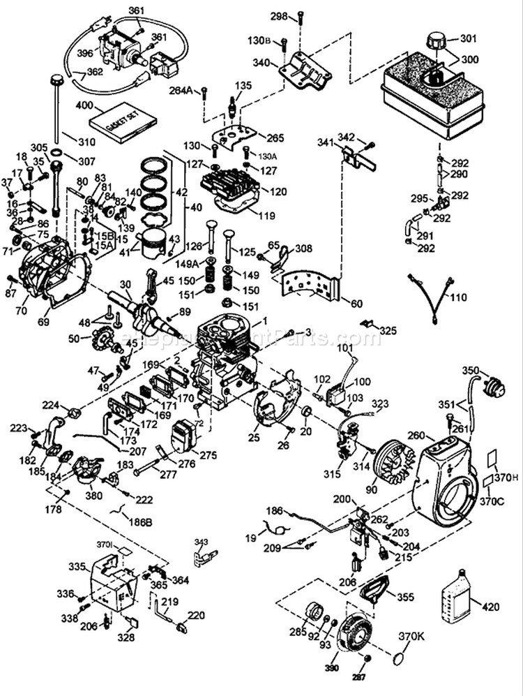 Engine Assembly No. 2 Tecumseh HMSK-80 155672X Diagram and Parts List for 38632 240000001-240999999 - 2004 Toro Snow Blower